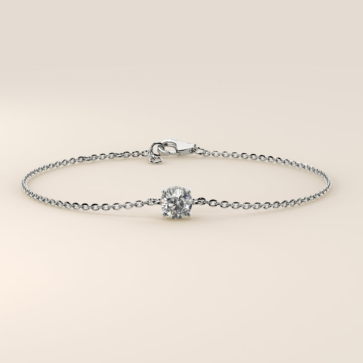Gina - Round Lab Grown Diamond Chain Bracelet with Hidden Halo