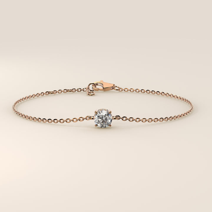 Gina - Round Lab Grown Diamond Chain Bracelet with Hidden Halo