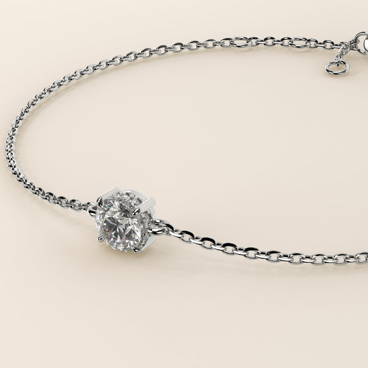 Gina - Round Lab Grown Diamond Chain Bracelet with Hidden Halo