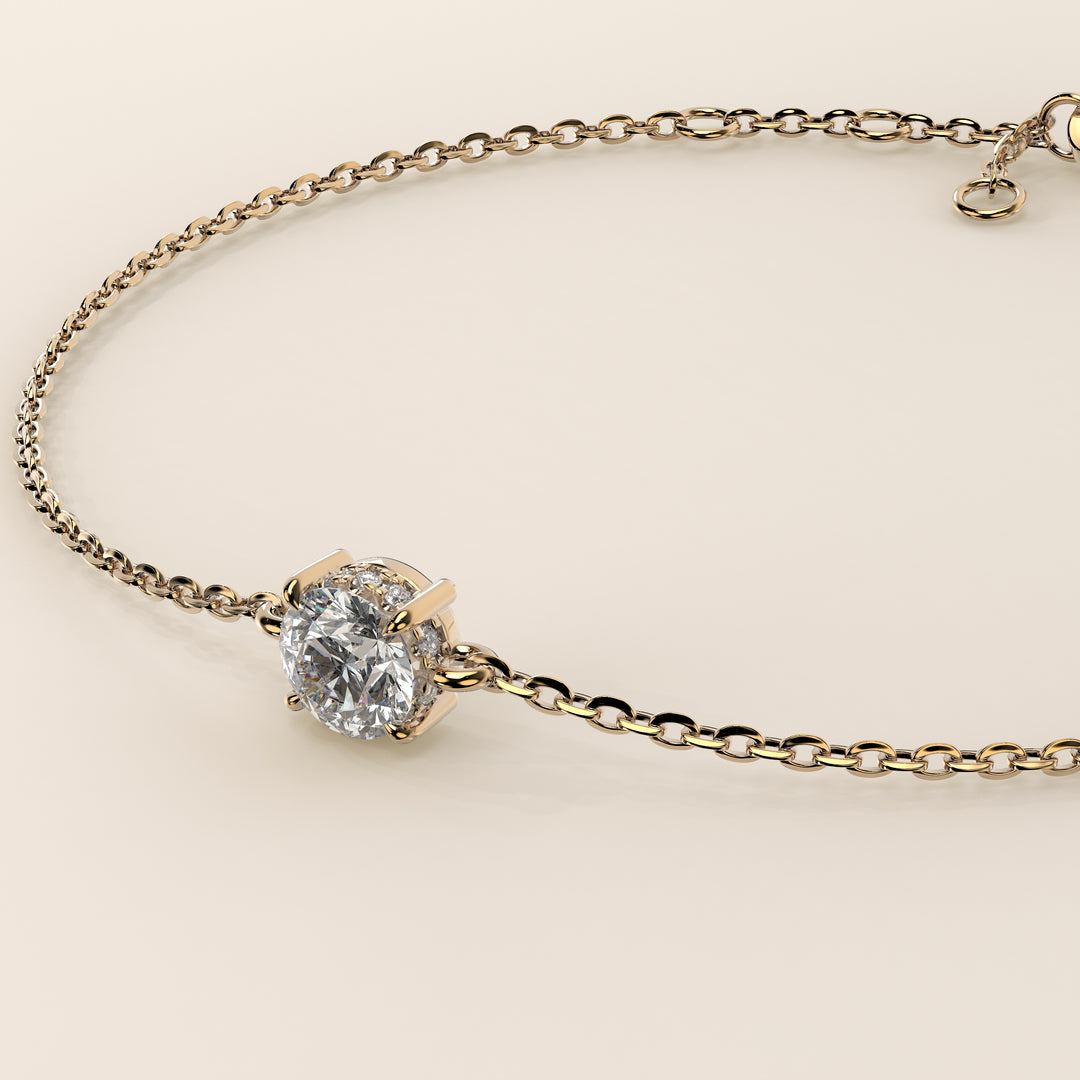 Gina - Round Lab Grown Diamond Chain Bracelet with Hidden Halo