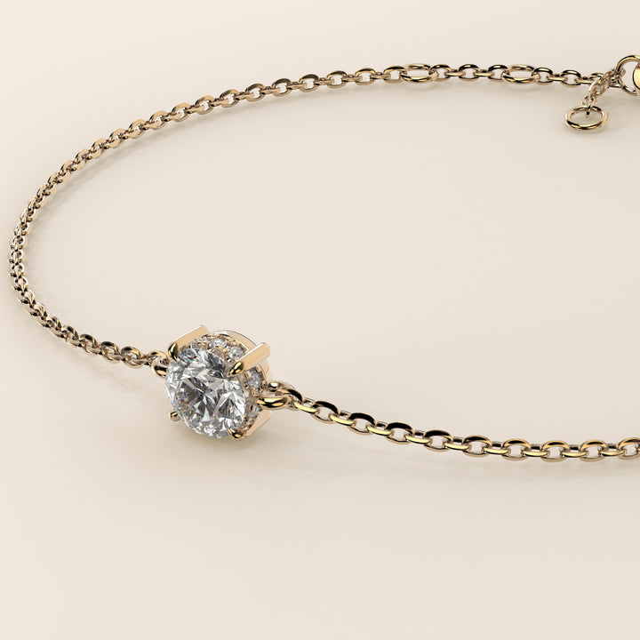 Gina - Round Lab Grown Diamond Chain Bracelet with Hidden Halo
