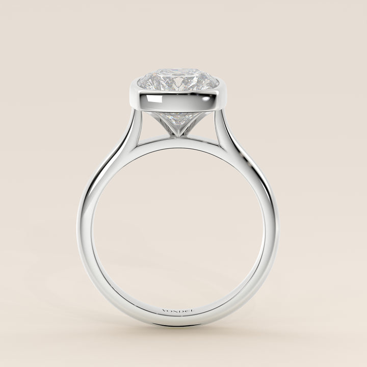 Mara - Elongated Cushion Lab Grown Diamond Ring Solitair with Bezel Setting and Cathedral Setting