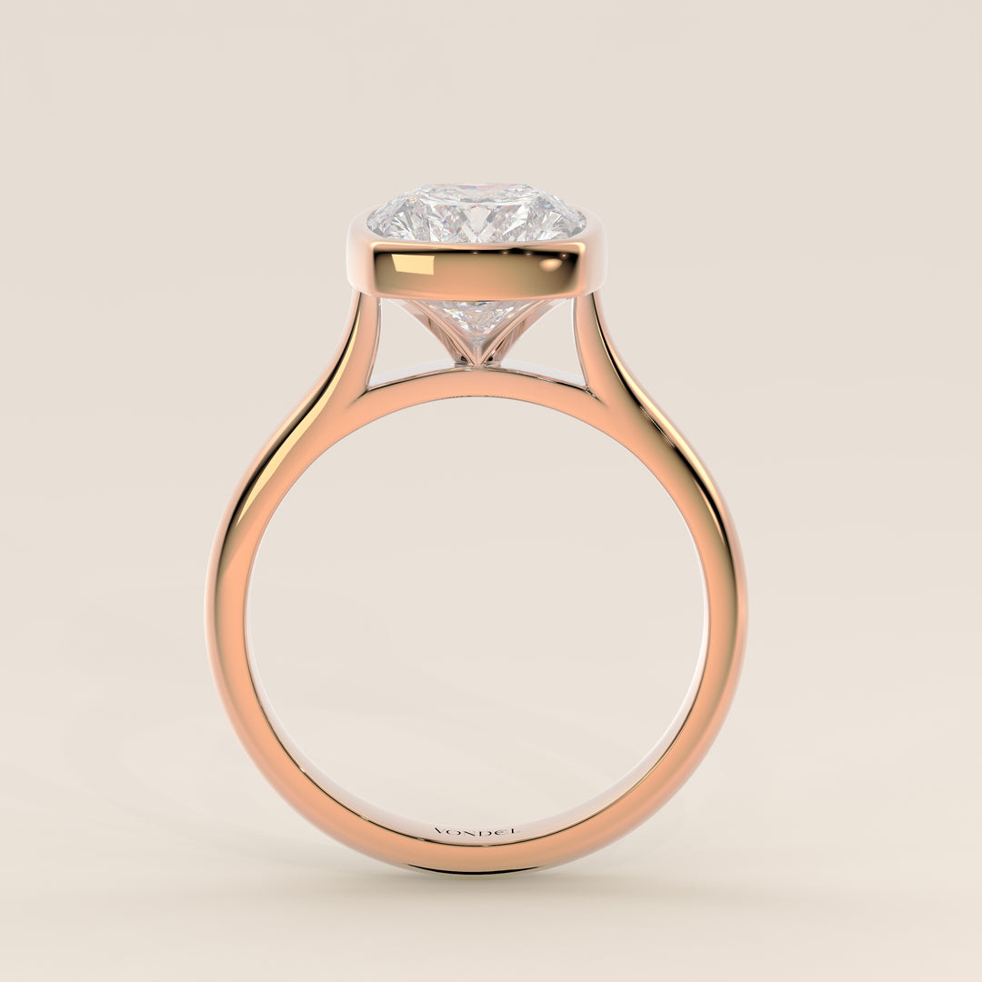 Mara - Elongated Cushion Lab Grown Diamond Ring Solitair with Bezel Setting and Cathedral Setting