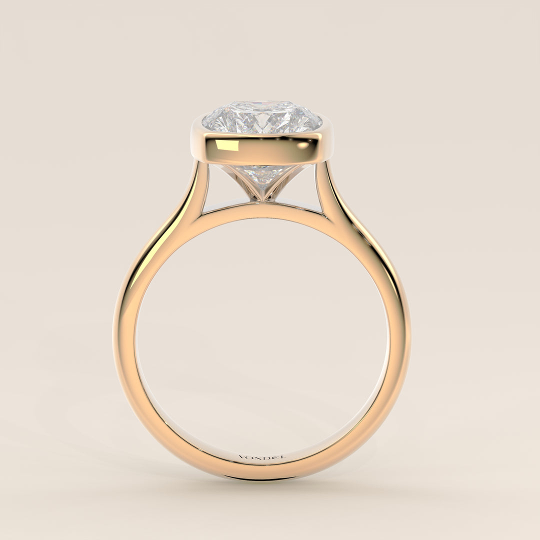 Mara - Elongated Cushion Lab Grown Diamond Ring Solitair with Bezel Setting and Cathedral Setting