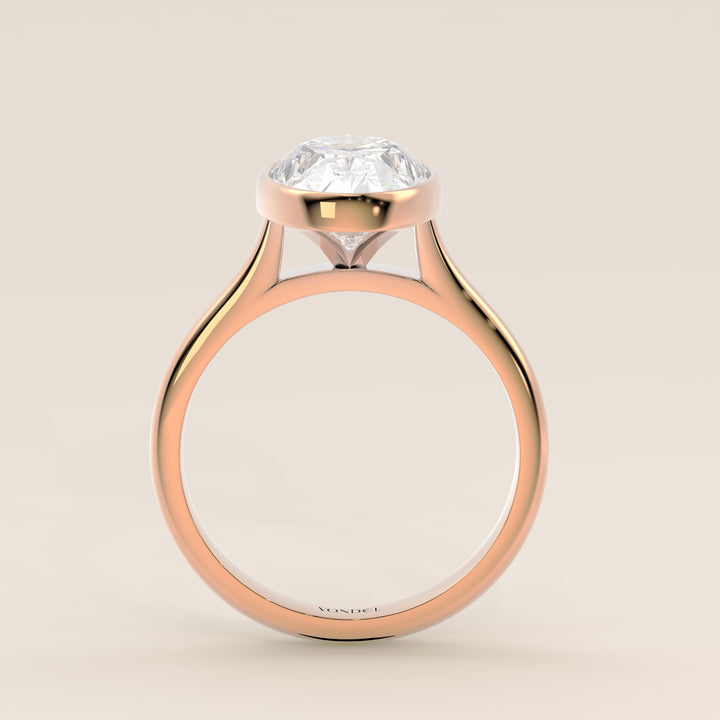 Mara - Oval Lab Grown Diamond Ring Solitair with Bezel Setting and Cathedral Setting