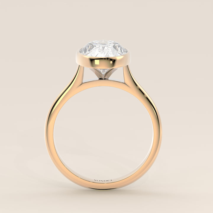 Mara - Oval Lab Grown Diamond Ring Solitair with Bezel Setting and Cathedral Setting