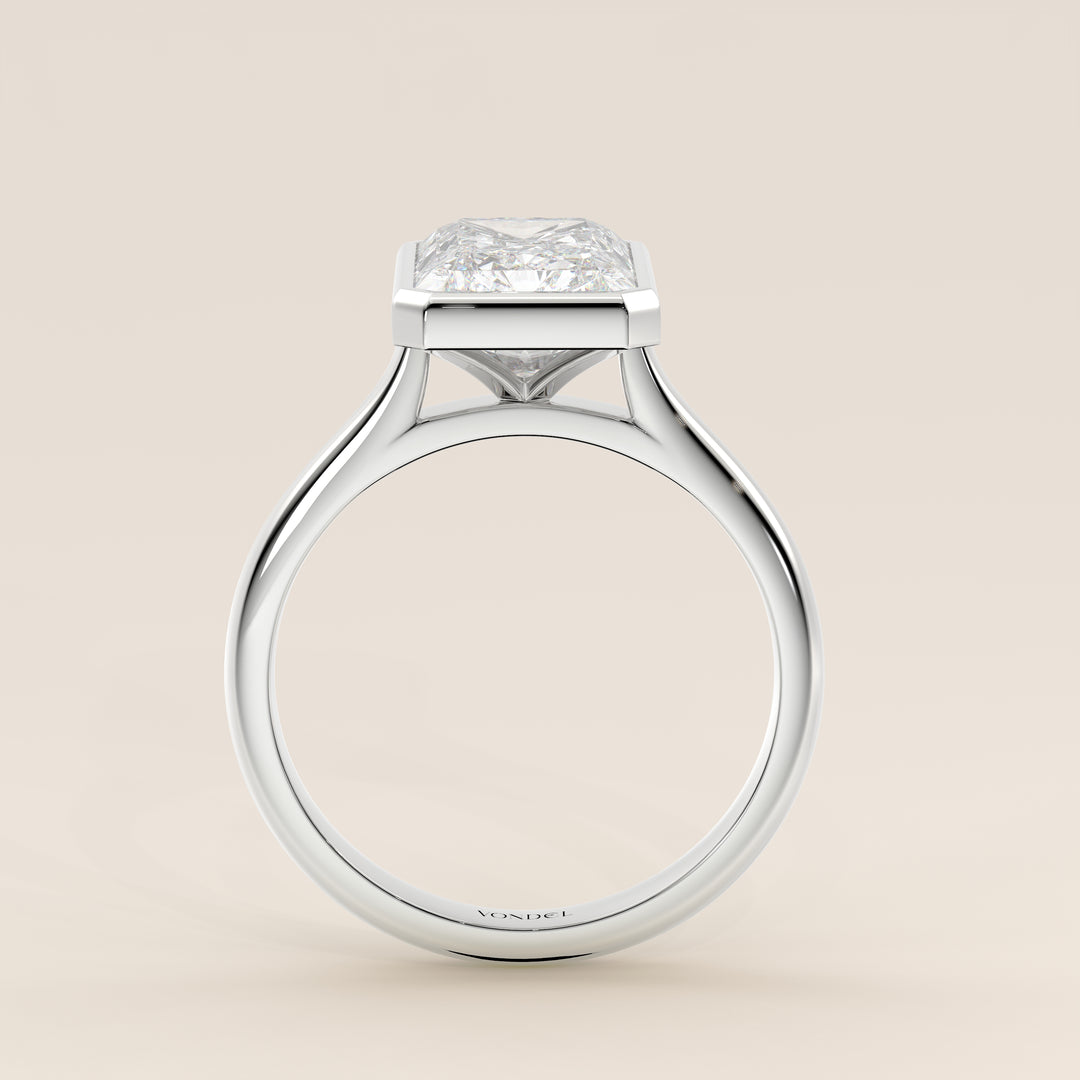 Mara - Radiant Lab Grown Diamond Ring Solitair with Bezel Setting and Cathedral Setting