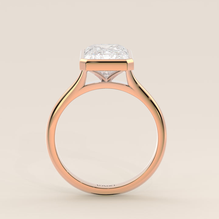 Mara - Radiant Lab Grown Diamond Ring Solitair with Bezel Setting and Cathedral Setting