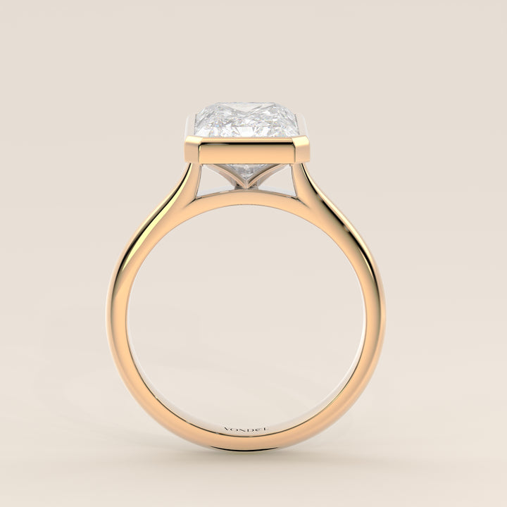 Mara - Radiant Lab Grown Diamond Ring Solitair with Bezel Setting and Cathedral Setting