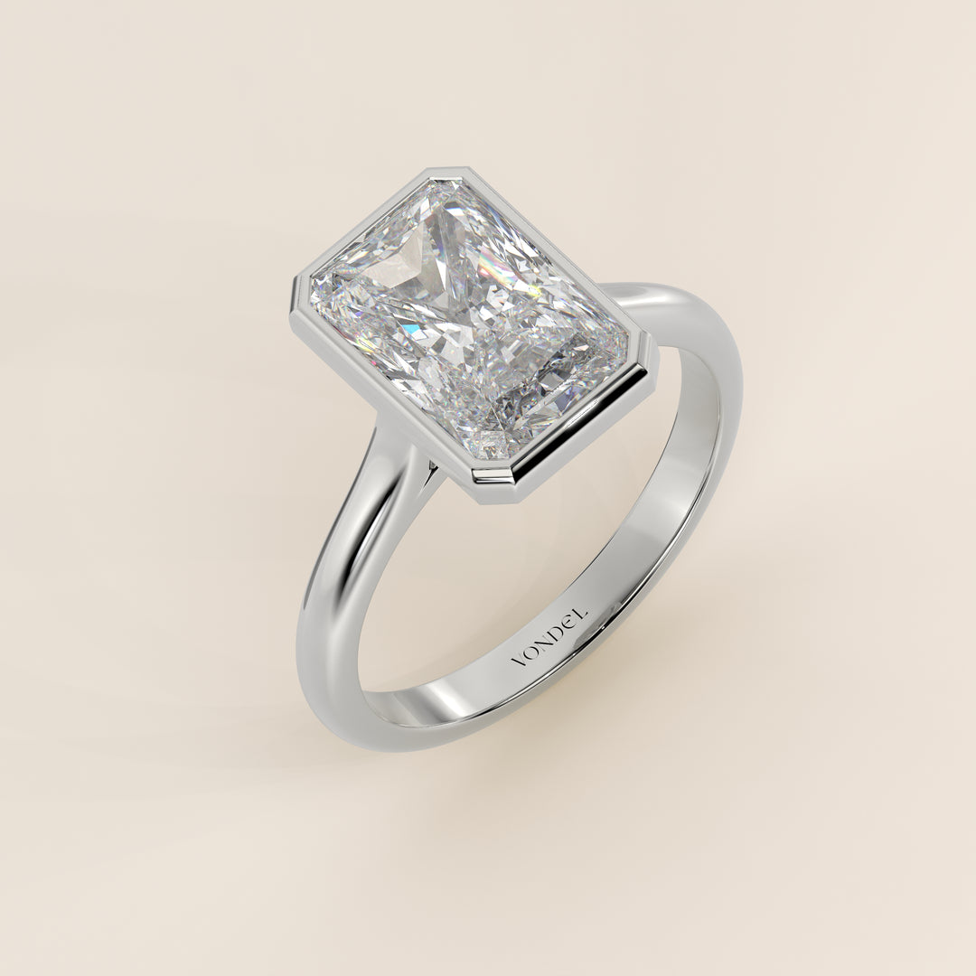Mara - Radiant Lab Grown Diamond Ring Solitair with Bezel Setting and Cathedral Setting