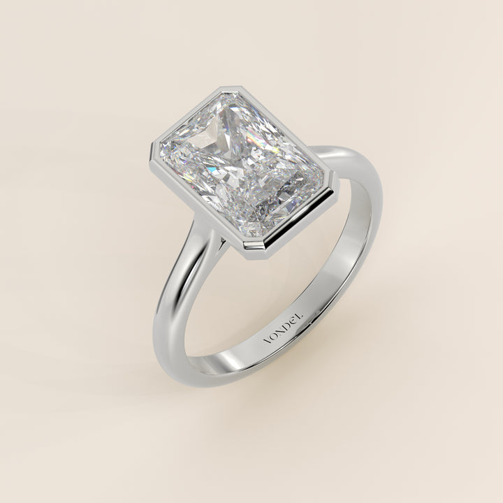 Mara - Radiant Lab Grown Diamond Ring Solitair with Bezel Setting and Cathedral Setting