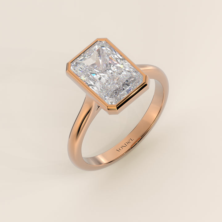 Mara - Radiant Lab Grown Diamond Ring Solitair with Bezel Setting and Cathedral Setting