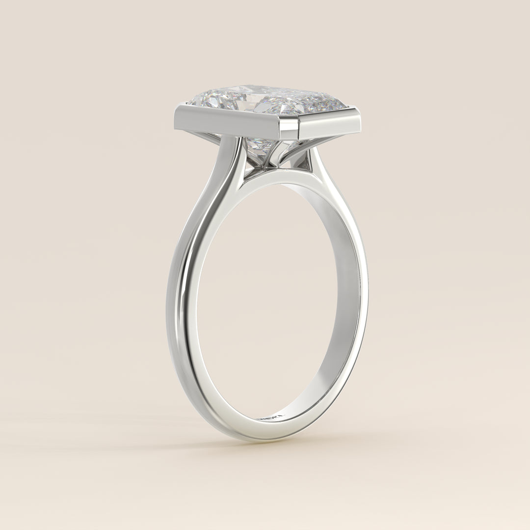 Mara - Radiant Lab Grown Diamond Ring Solitair with Bezel Setting and Cathedral Setting