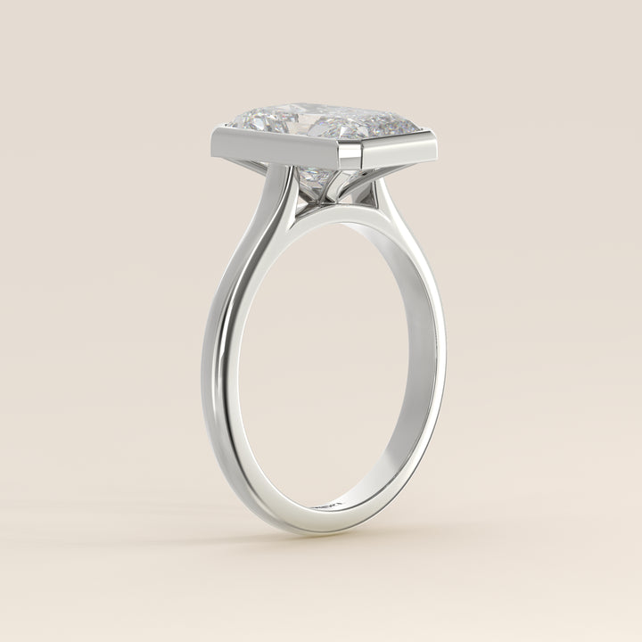 Mara - Radiant Lab Grown Diamond Ring Solitair with Bezel Setting and Cathedral Setting