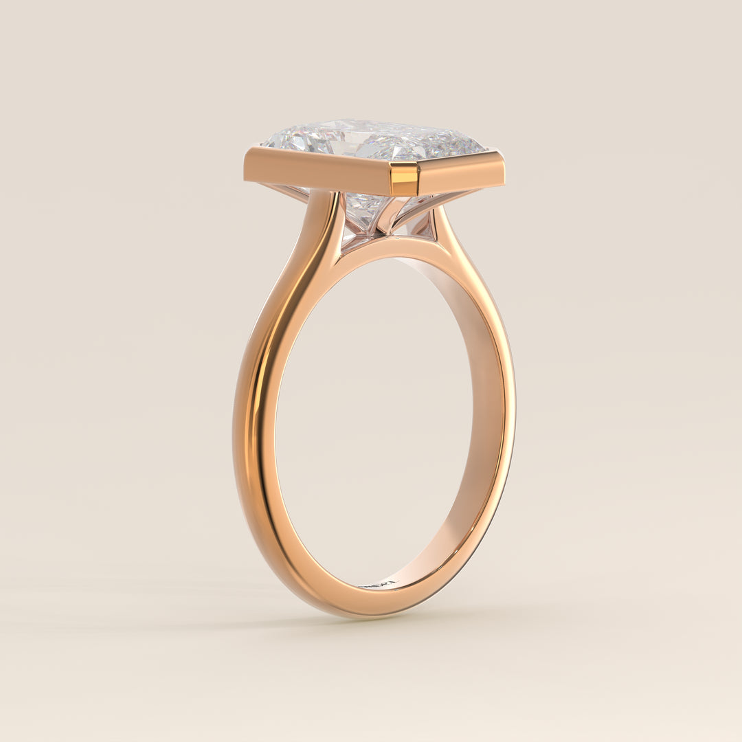 Mara - Radiant Lab Grown Diamond Ring Solitair with Bezel Setting and Cathedral Setting