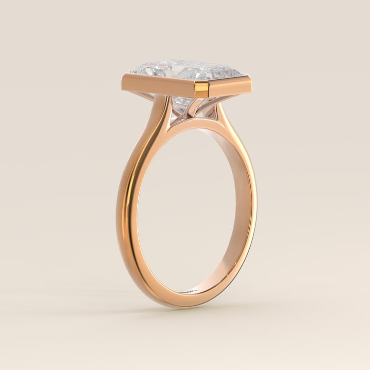Mara - Radiant Lab Grown Diamond Ring Solitair with Bezel Setting and Cathedral Setting