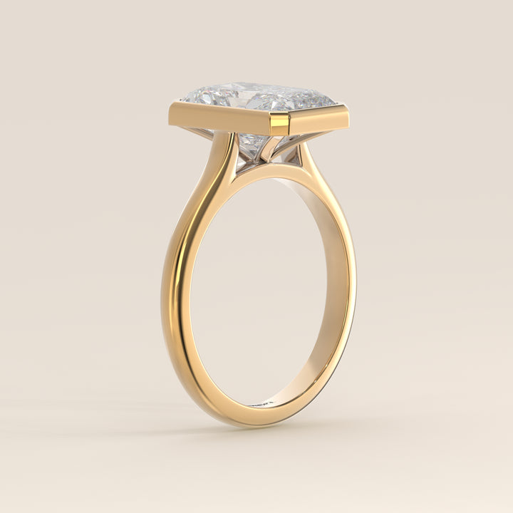 Mara - Radiant Lab Grown Diamond Ring Solitair with Bezel Setting and Cathedral Setting