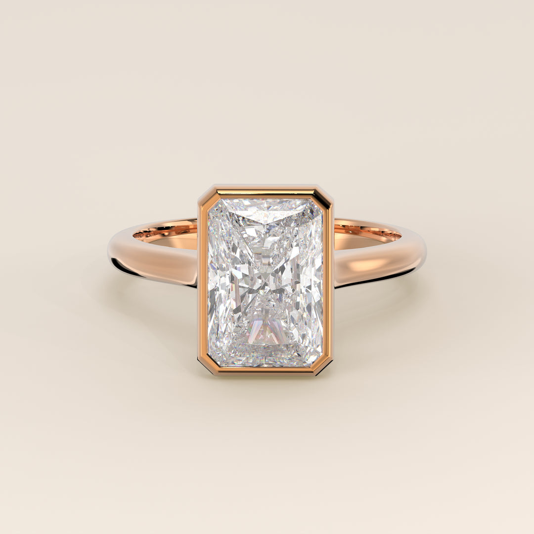 Mara - Radiant Lab Grown Diamond Ring Solitair with Bezel Setting and Cathedral Setting