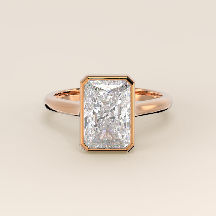 Mara - Radiant Lab Grown Diamond Ring Solitair with Bezel Setting and Cathedral Setting