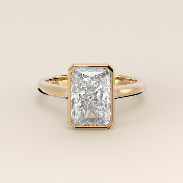 Mara - Radiant Lab Grown Diamond Ring Solitair with Bezel Setting and Cathedral Setting