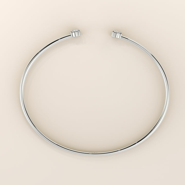 Dua - Open Bangle with Two Round Brilliant Lab Grown Diamonds