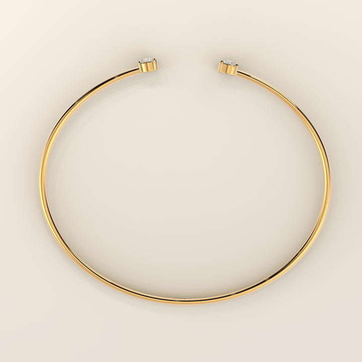 Dua - Open Bangle with Two Round Brilliant Lab Grown Diamonds