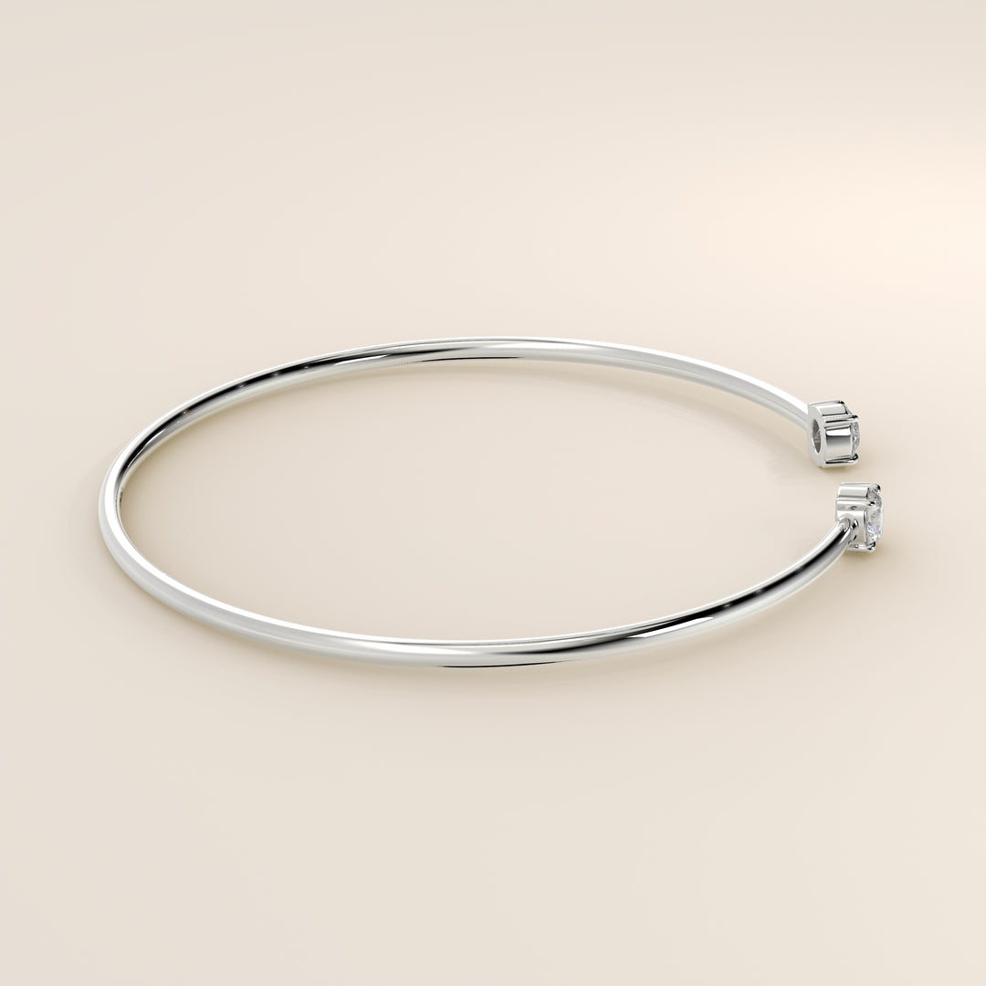 Dua - Open Bangle with Two Round Brilliant Lab Grown Diamonds