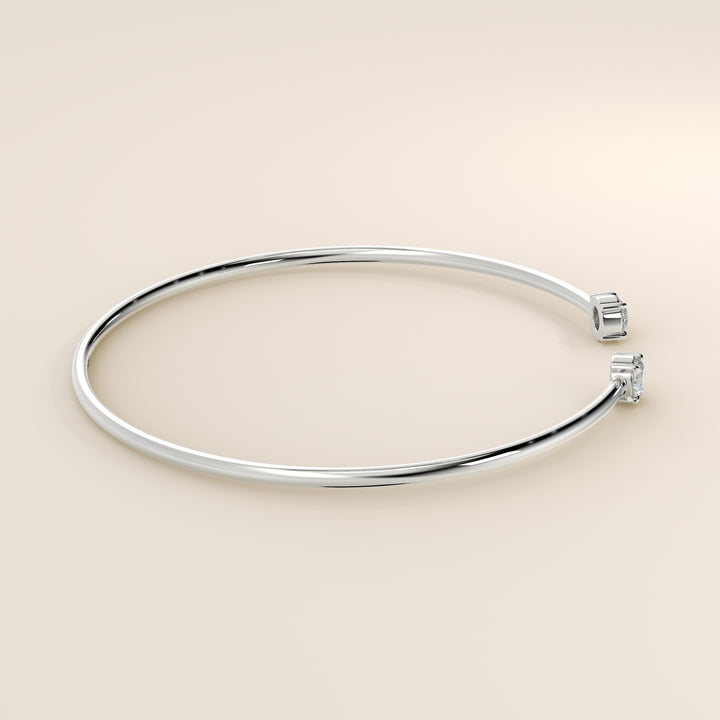 Dua - Open Bangle with Two Round Brilliant Lab Grown Diamonds