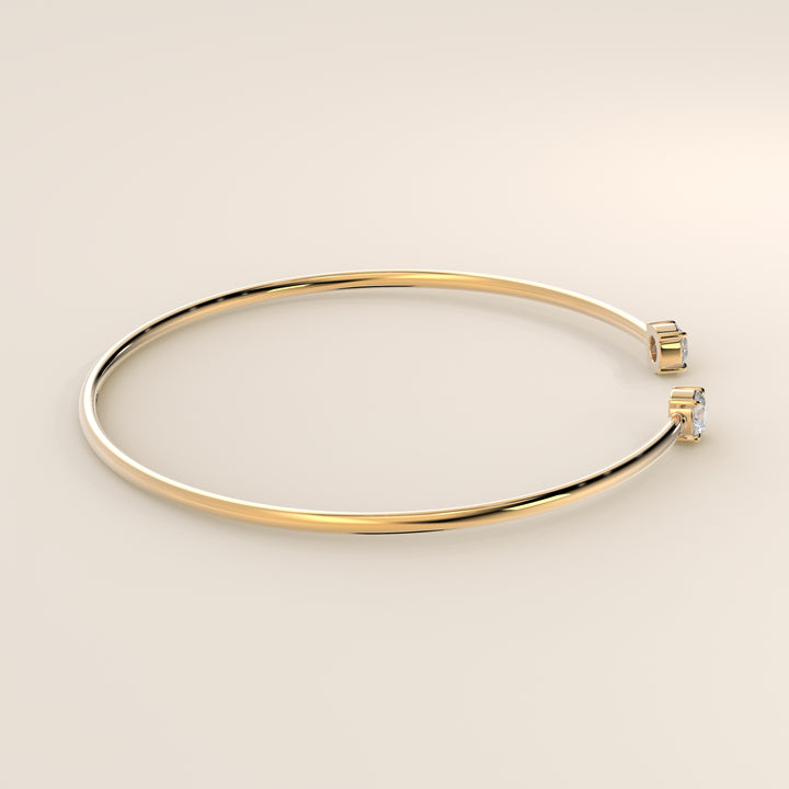 Dua - Open Bangle with Two Round Brilliant Lab Grown Diamonds