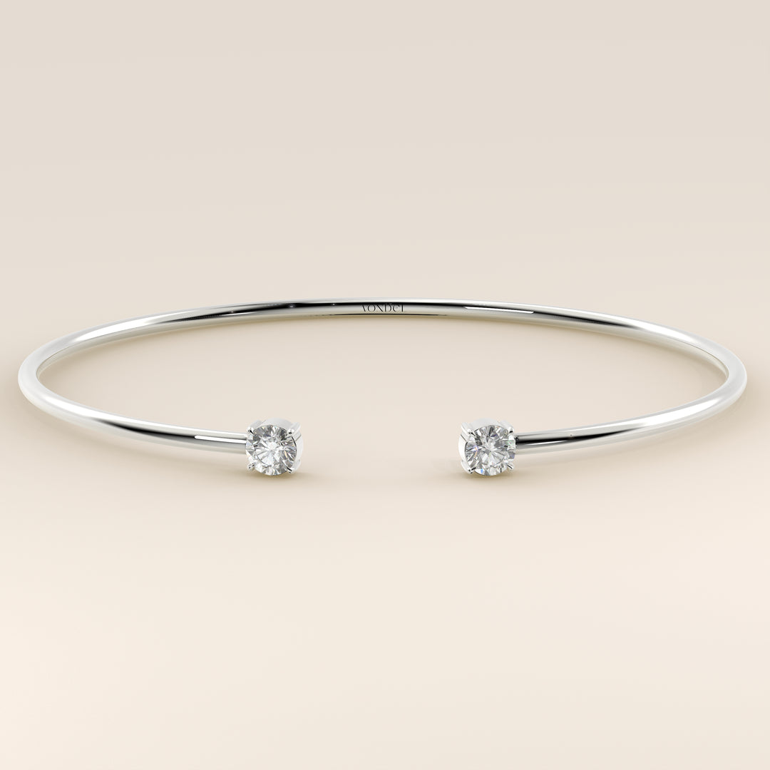 Dua - Open Bangle with Two Round Brilliant Lab Grown Diamonds