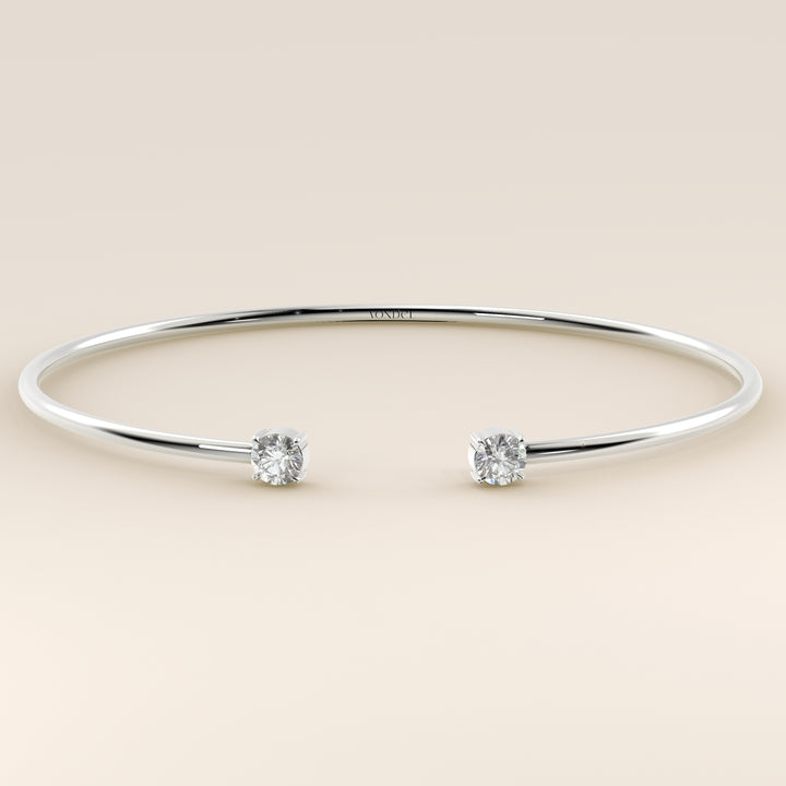 Dua - Open Bangle with Two Round Brilliant Lab Grown Diamonds