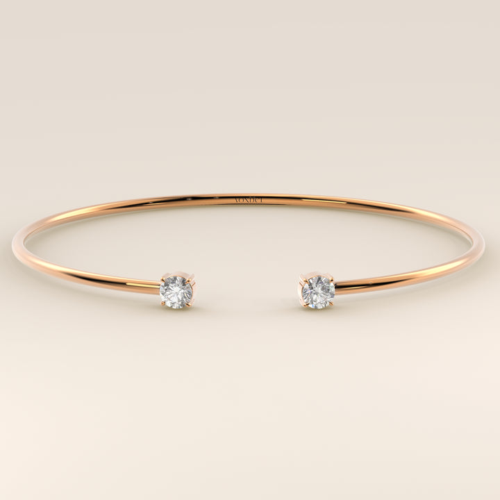 Dua - Open Bangle with Two Round Brilliant Lab Grown Diamonds