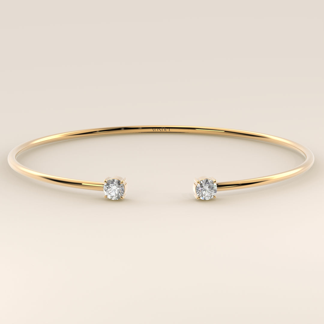 Dua - Open Bangle with Two Round Brilliant Lab Grown Diamonds
