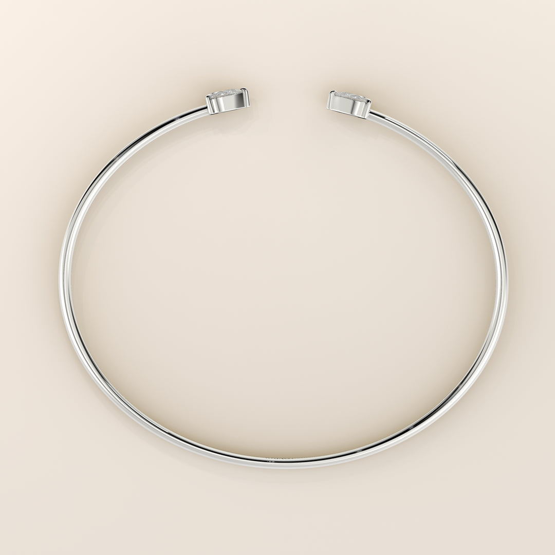 Dua - Open Bangle with Two Pear Lab Grown Diamonds