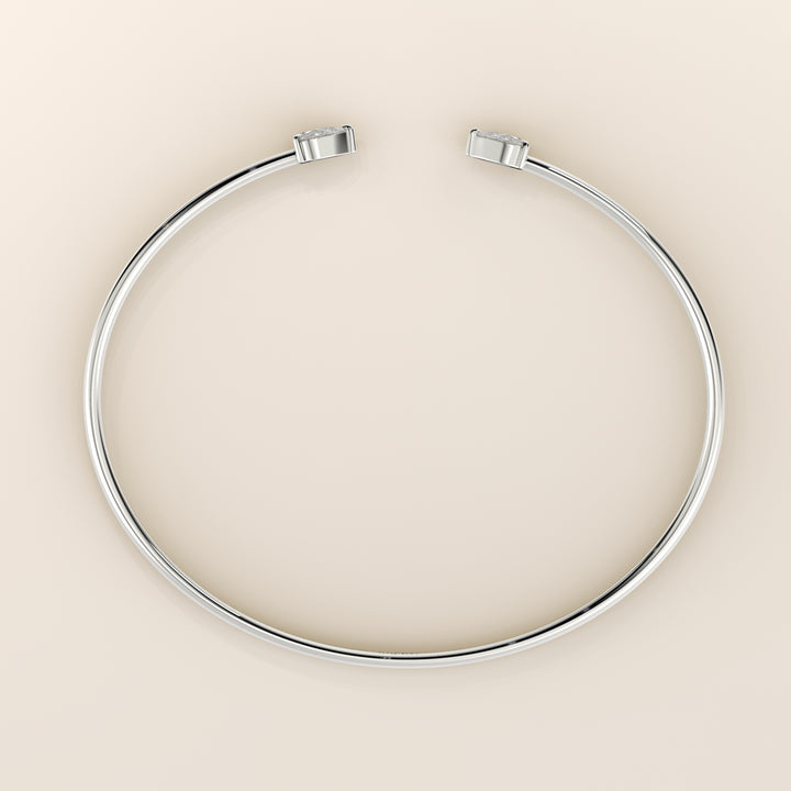 Dua - Open Bangle with Two Pear Lab Grown Diamonds