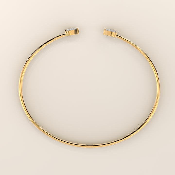 Dua - Open Bangle with Two Pear Lab Grown Diamonds