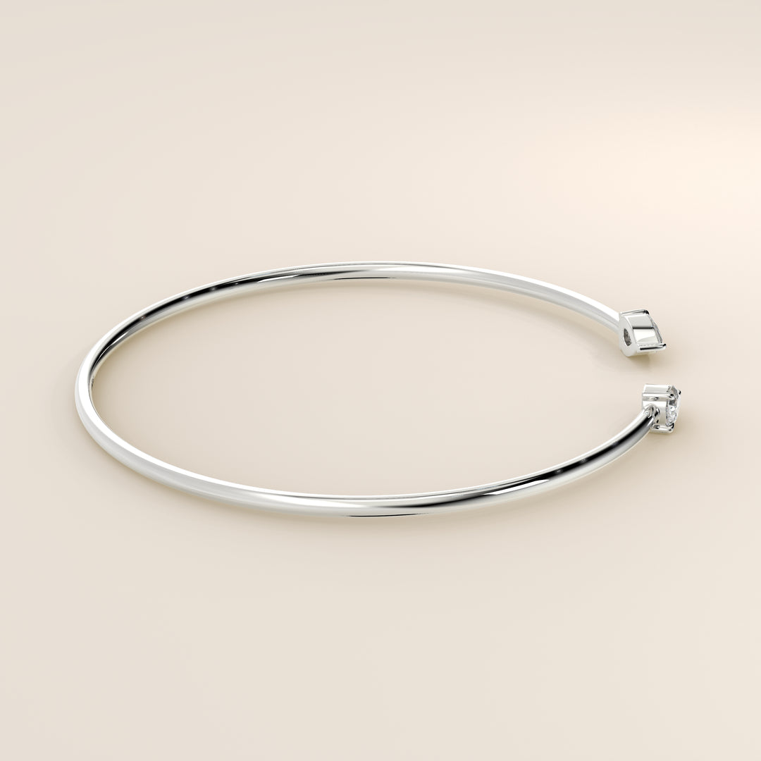 Dua - Open Bangle with Two Pear Lab Grown Diamonds