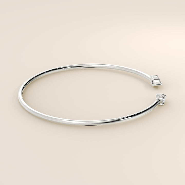 Dua - Open Bangle with Two Pear Lab Grown Diamonds