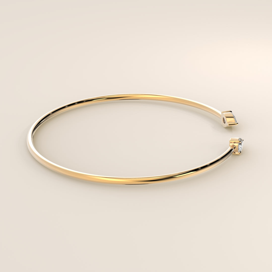 Dua - Open Bangle with Two Pear Lab Grown Diamonds