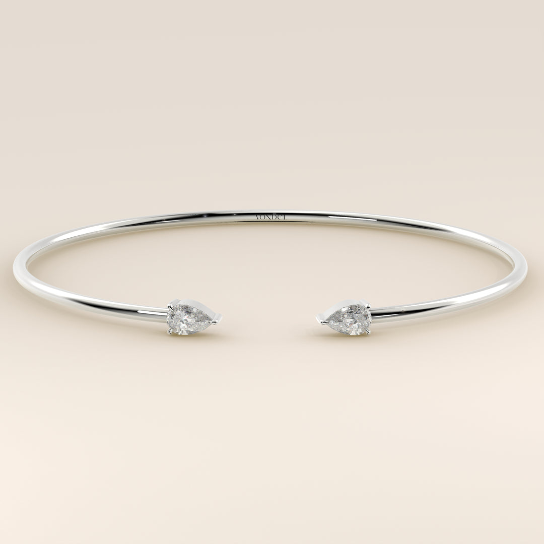 Dua - Open Bangle with Two Pear Lab Grown Diamonds
