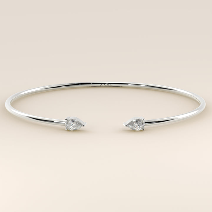 Dua - Open Bangle with Two Pear Lab Grown Diamonds