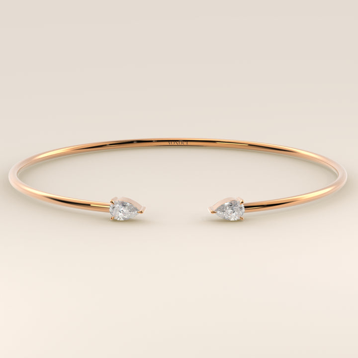 Dua - Open Bangle with Two Pear Lab Grown Diamonds
