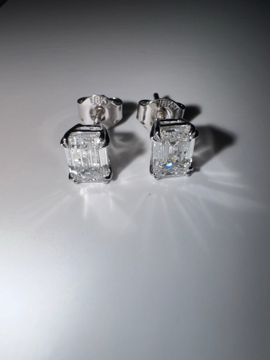 Emerald Stud Oorbellen Diamant - 18K Witgoud - 1,62 ct