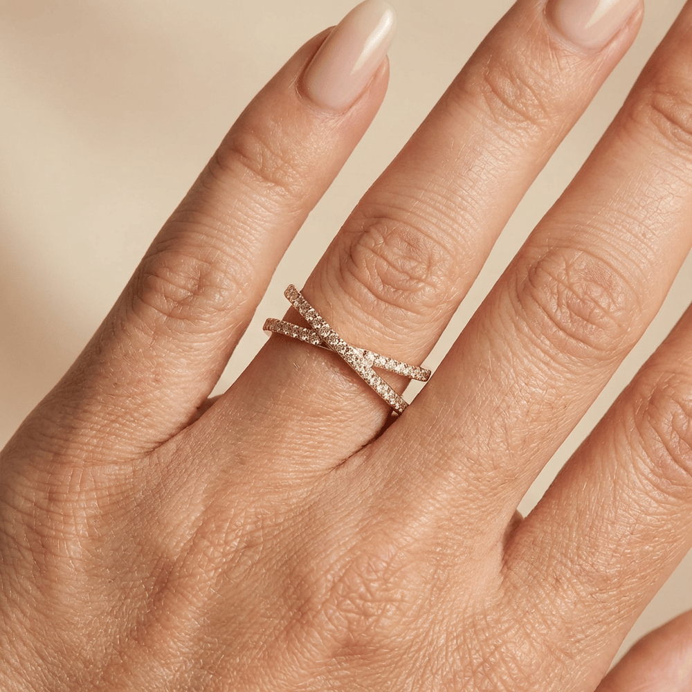 Crossover pave ring 18k goud lab grown diamant 