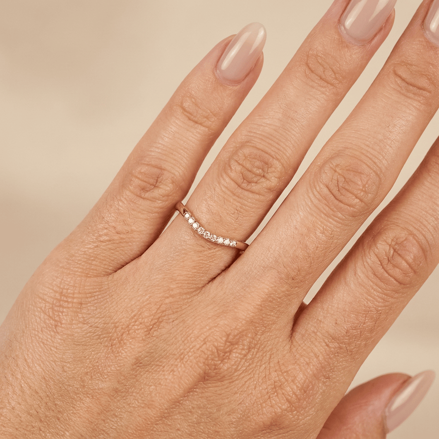 Curved Stacking Ring Center Pave with Lab Grown Diamonds