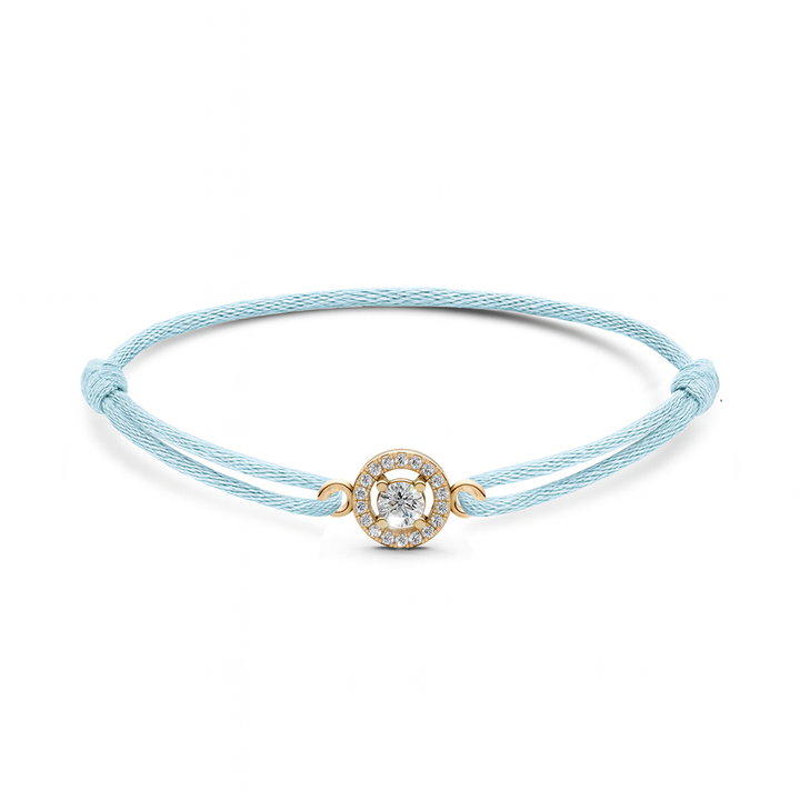 Armband Rond Briljant Halo met Satijnenkoord - 18K Geelgoud - 0,6 ct