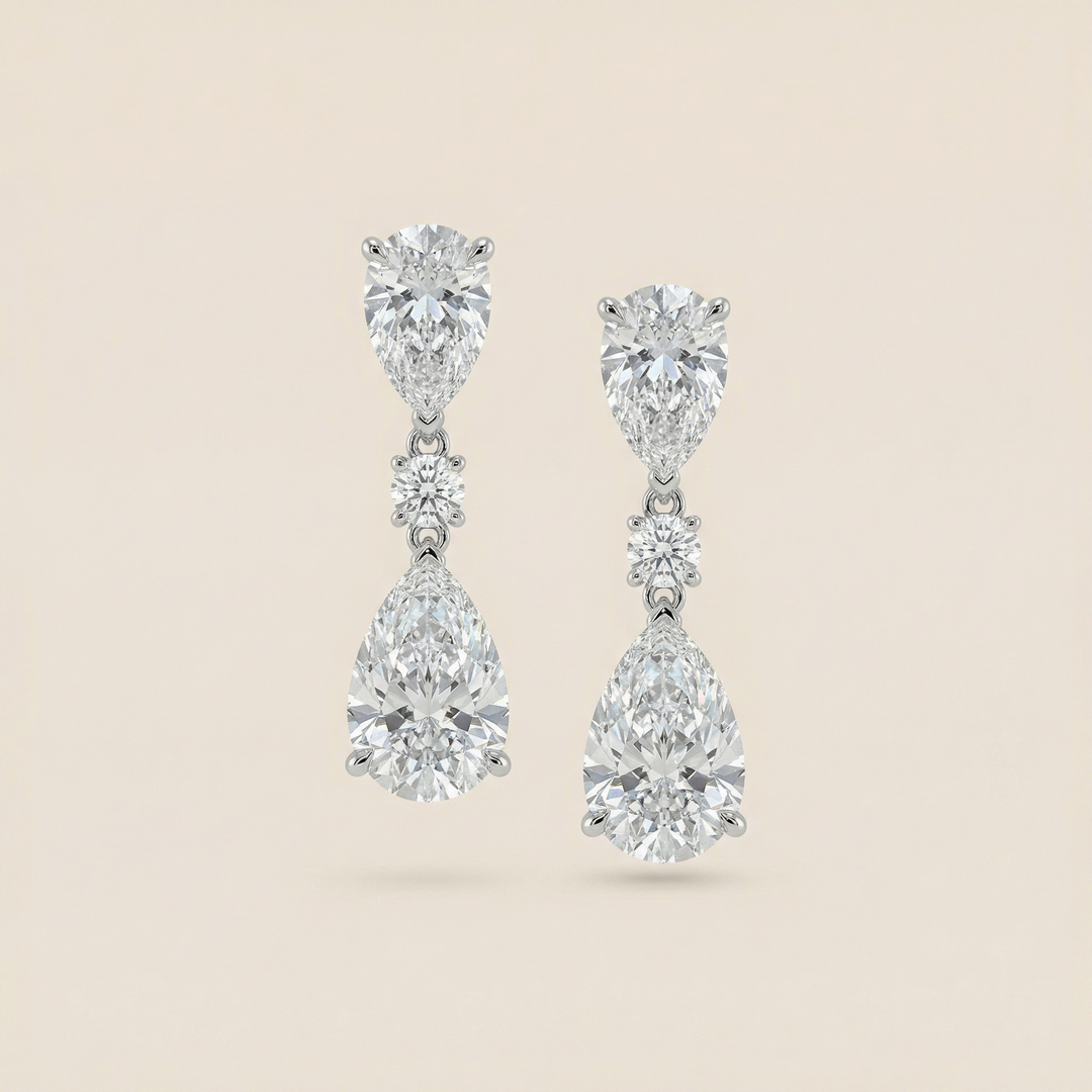 Drop earrings pear cut lab grown diamond