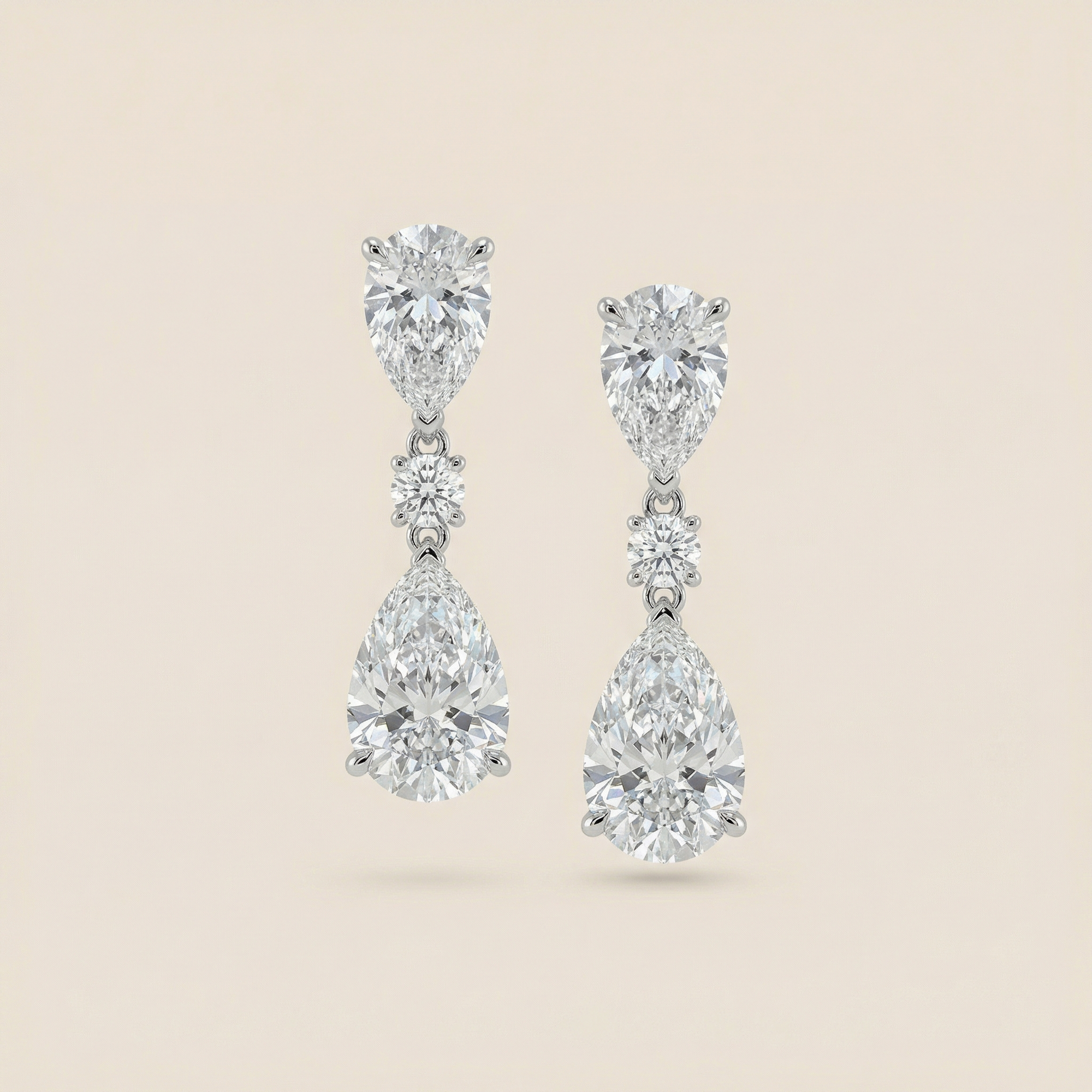 Drop earrings pear cut lab grown diamond