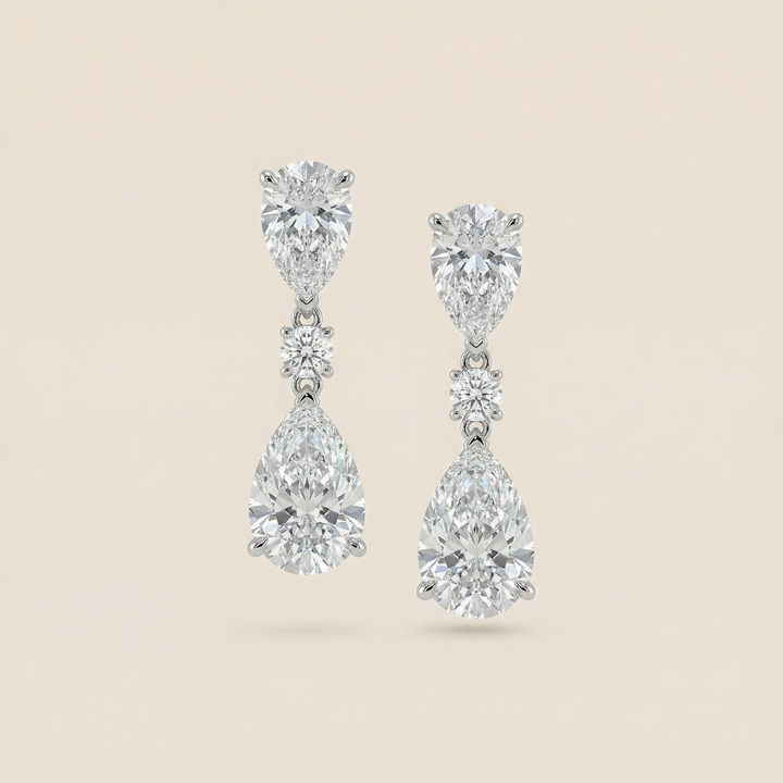 Drop earrings pear cut lab grown diamond