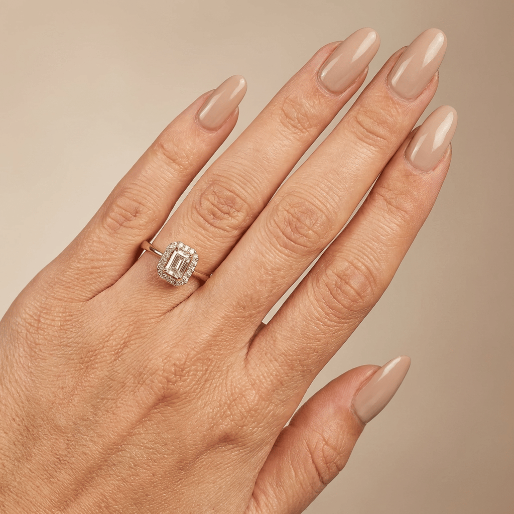 Emerald halo lab grown diamant ring 18k geelgoud 0.56 ct